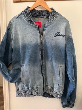 GUESS Women Light Blue Washed Denim Jacket